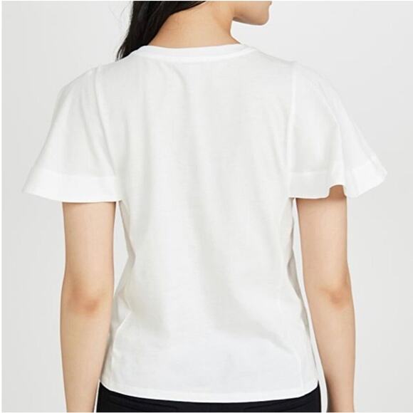 NWT Joie Aeowin Cotton White Short Flutter Sleeve Crew Neck Relaxed T-shirt XXS - Picture 5 of 12